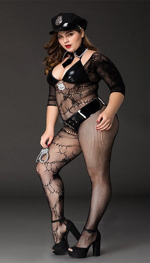 Sexy and Cuffed - Bodystocking Police Costume - Image 2