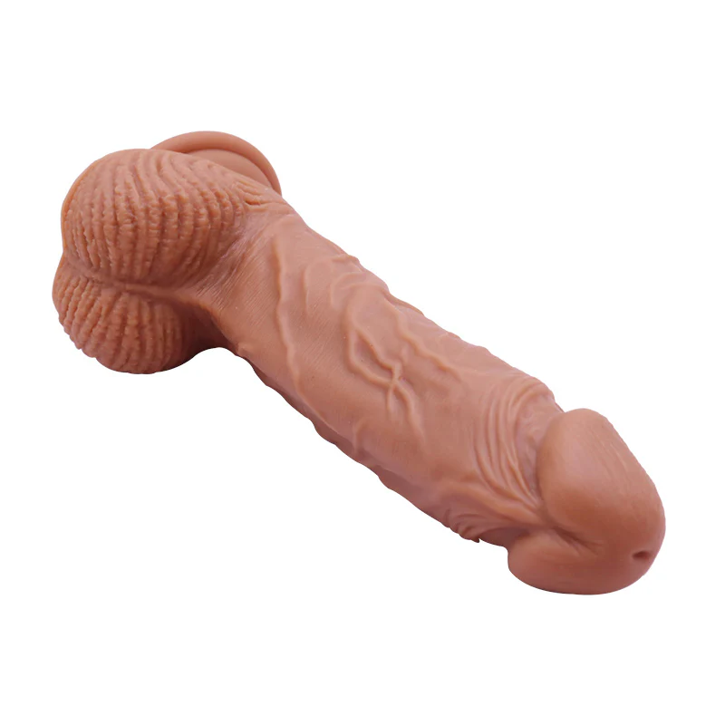 8.5 Inch Realistic Brown Silicone Dildo With Balls - Image 5