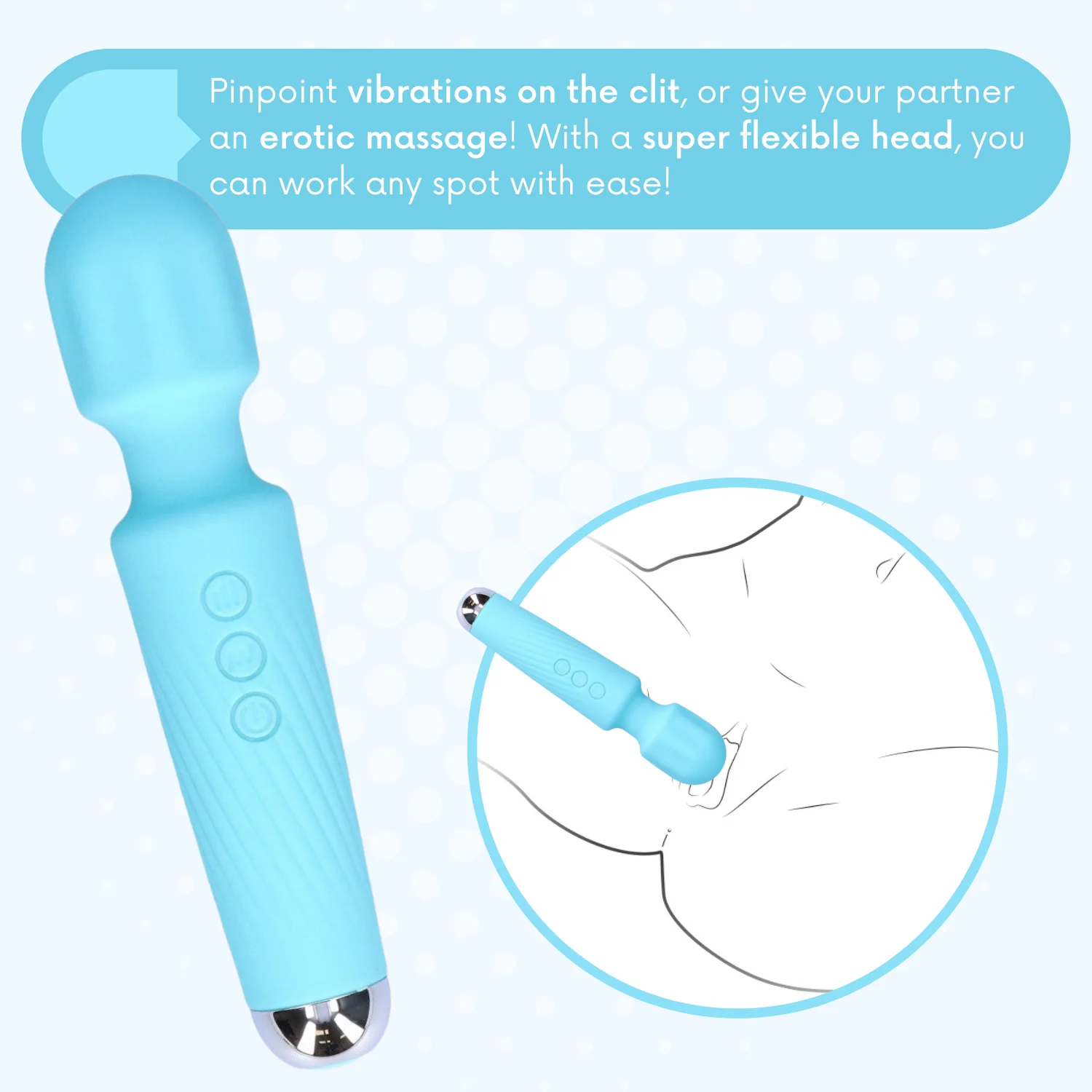 FREE High-Power Silicone Wand Vibrator in Blue (Intense Vibrations!) - Image 3