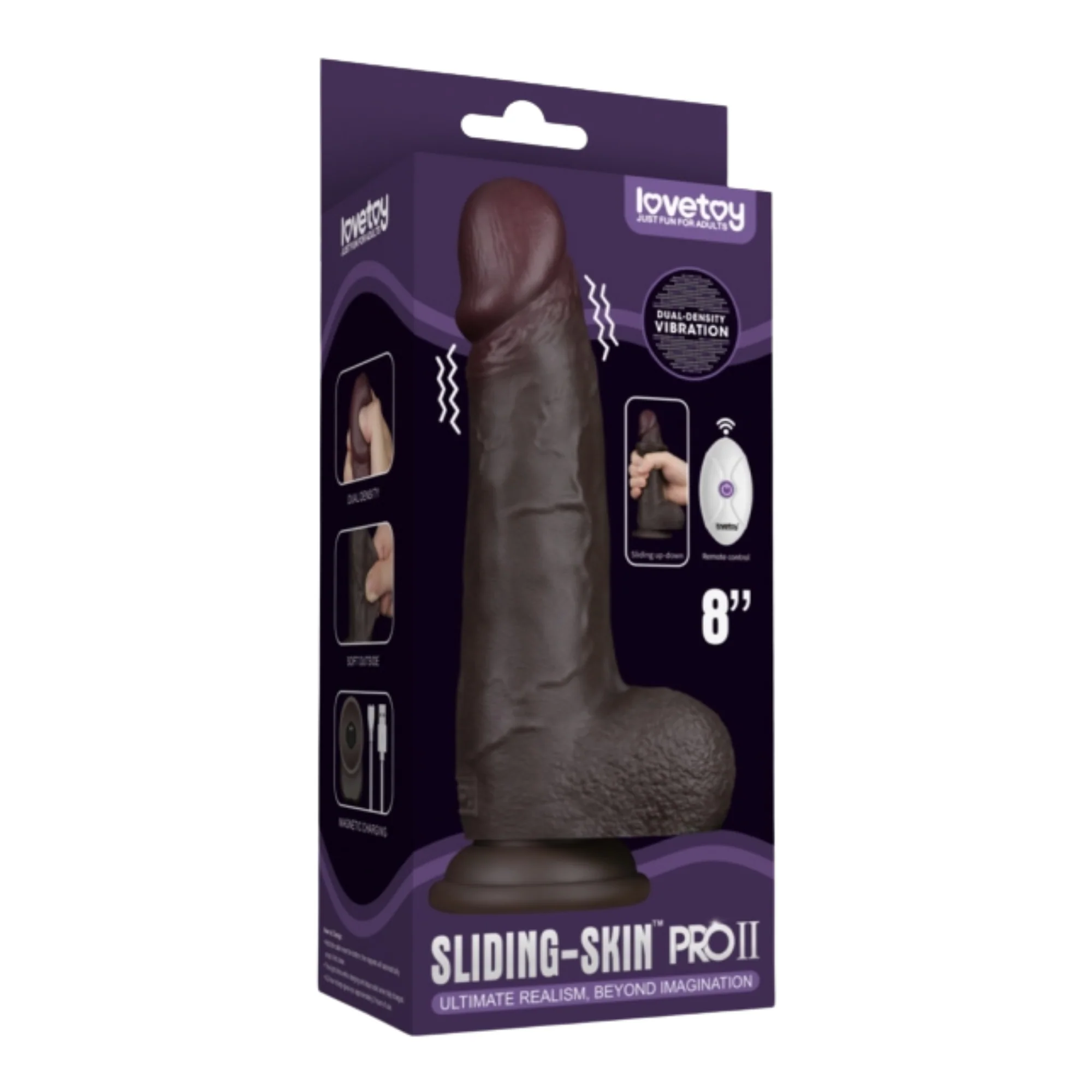 8" Sliding Skin Pro II Dual Density Silicone Dildo - Vibrating Option Available - Image 5
