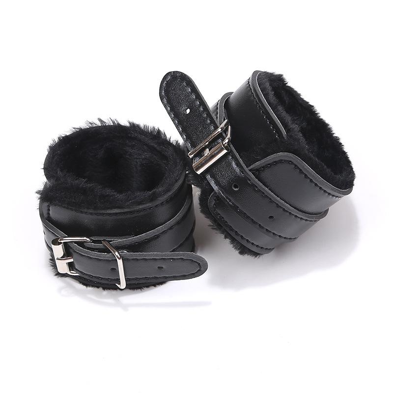 Adjustable Leather Faux Fur Lined Wrist Cuffs - Image 2