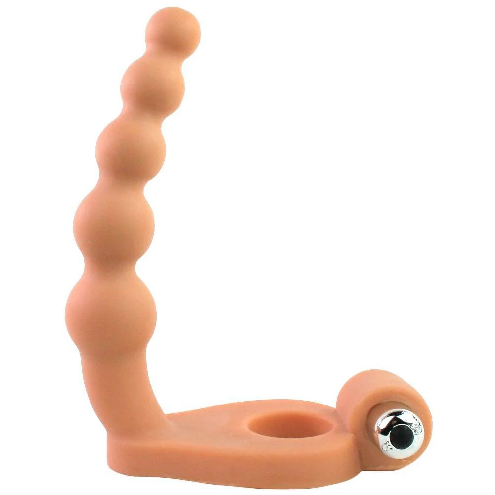 Vibrating Cock Ring - Features Beaded Probe for Dual Stimulation! - Image 2