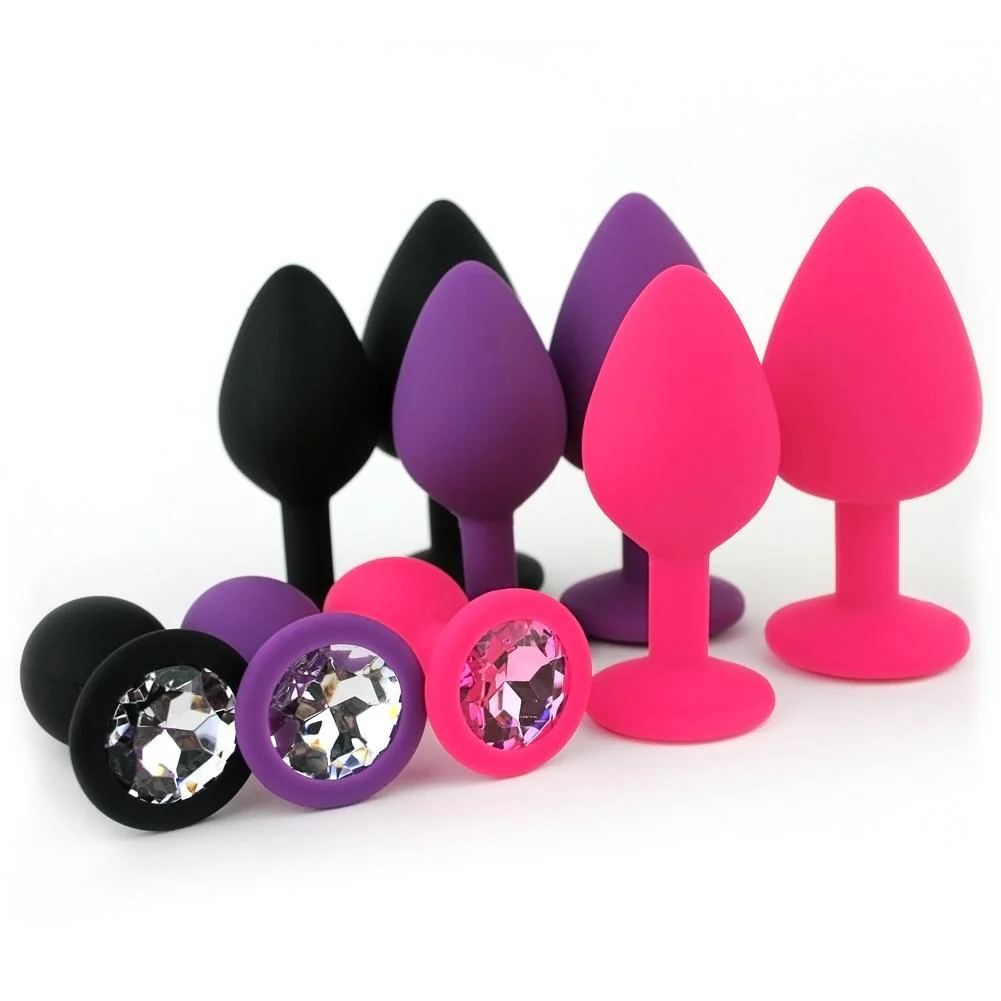Black Silicone Jeweled Anal Plug - Available In 3 Sizes! - Image 3