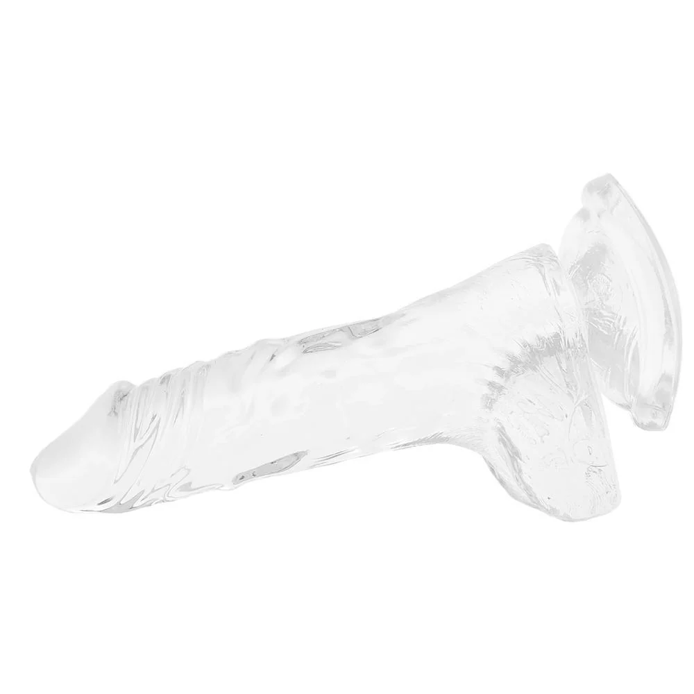 Clear 4 Inch Suction Cup Dildo With Balls - Image 3