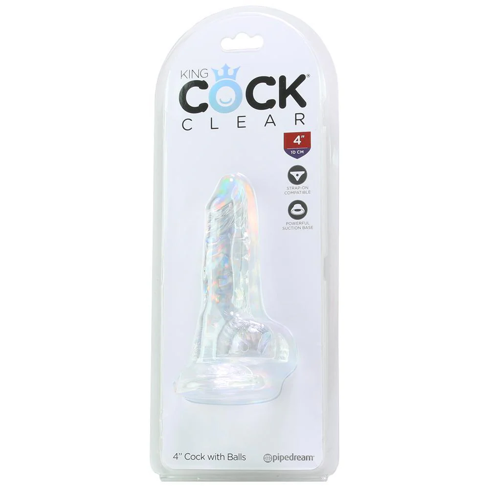 Clear 4 Inch Suction Cup Dildo With Balls - Image 5