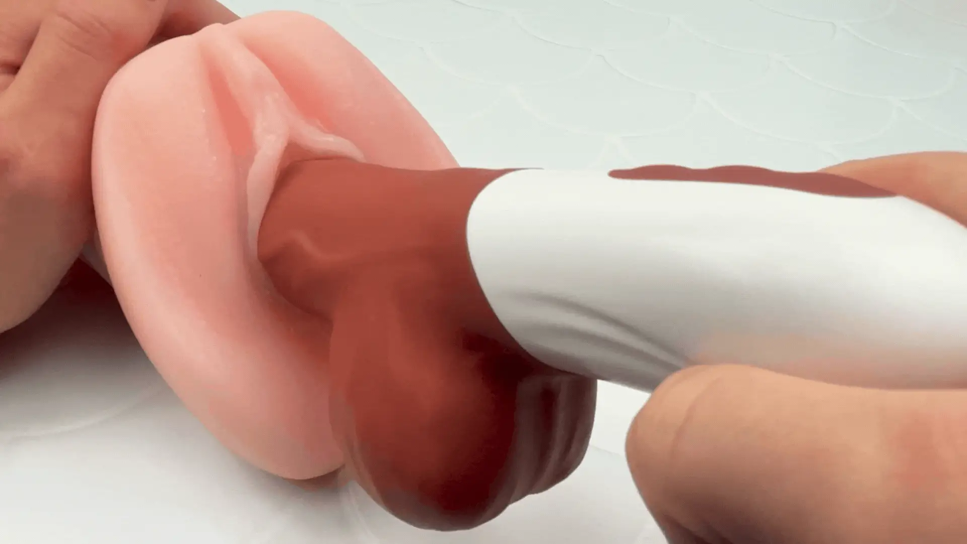 Cocoa Bliss - Curved Silicone Thrusting & Vibrating Dildo - Image 4