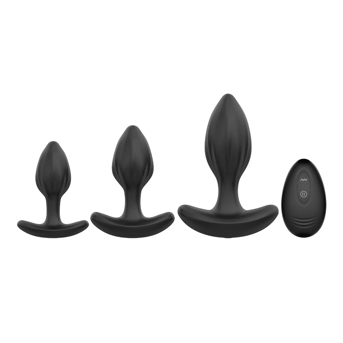 Desire Me Silicone Anal Plug Set - The Large Plug Vibrates! - Image 9
