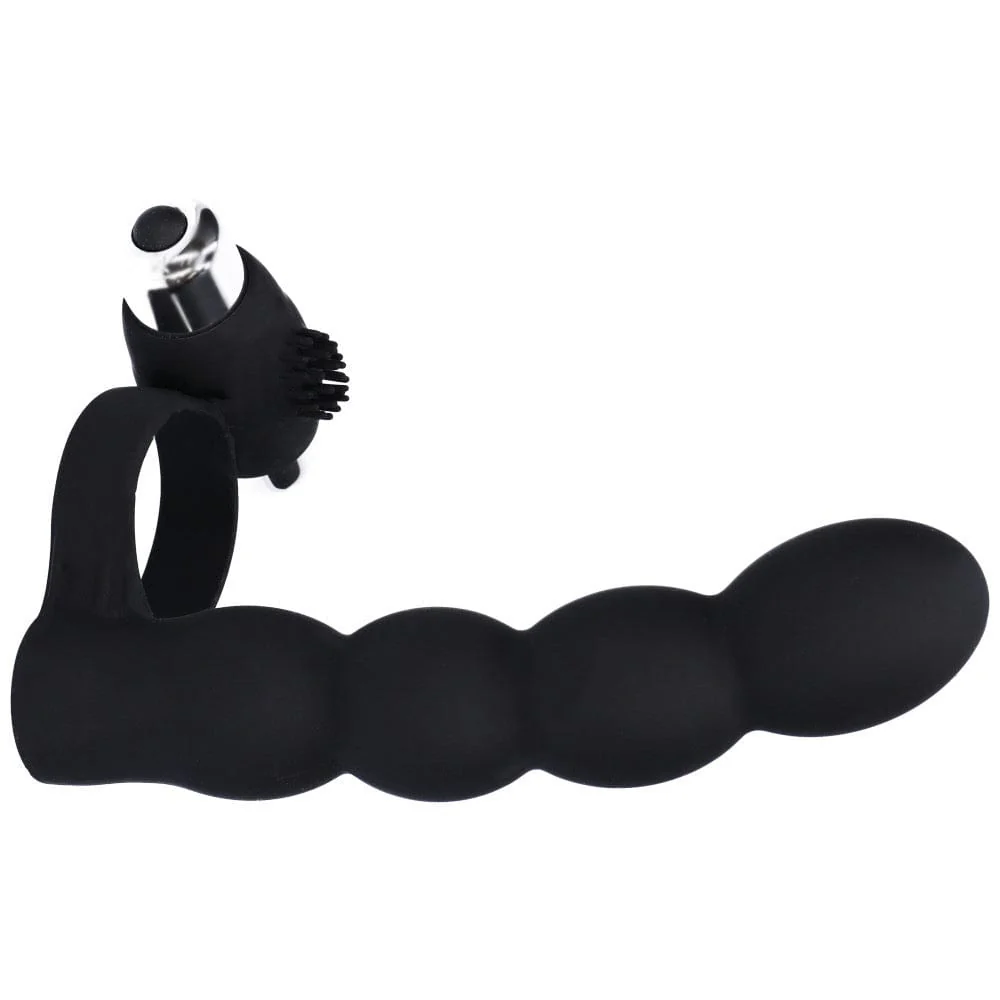 Beaded Double Penetration Clit Stimulating Vibrating Cock Ring - Image 3
