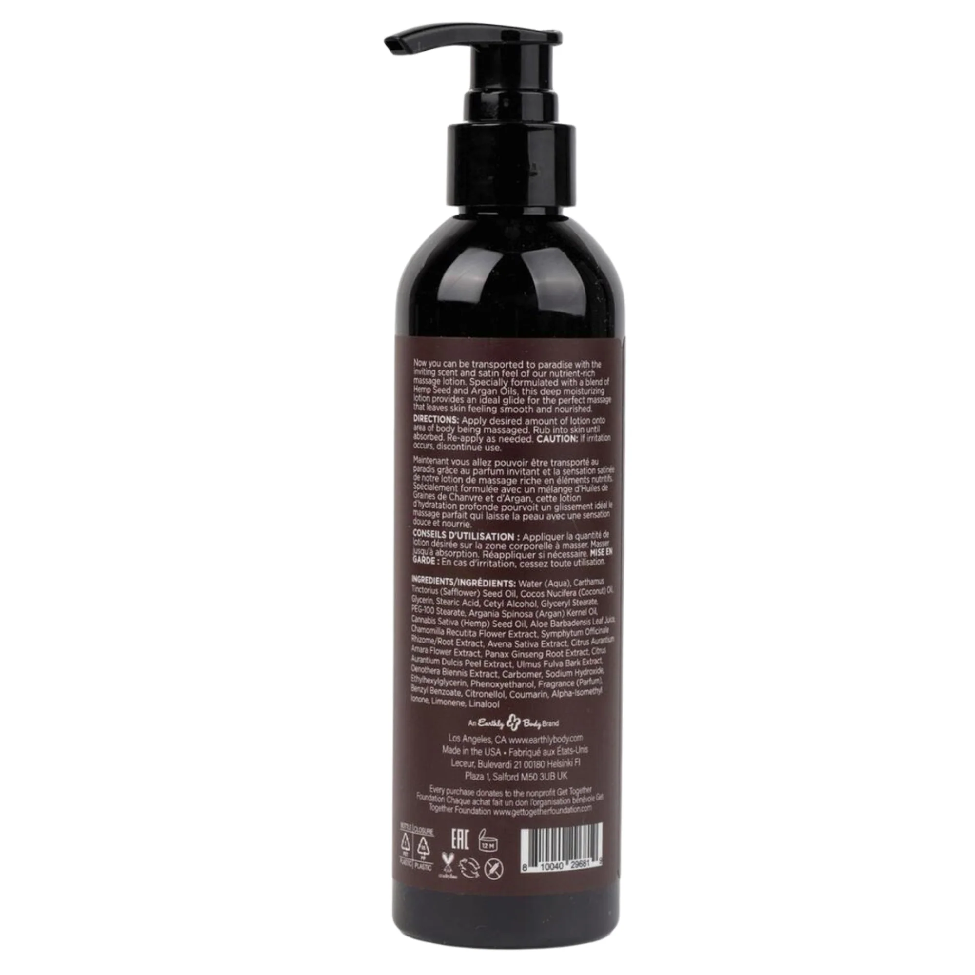 Earthly Body Hemp Seed Massage Lotion 8oz - Image 3