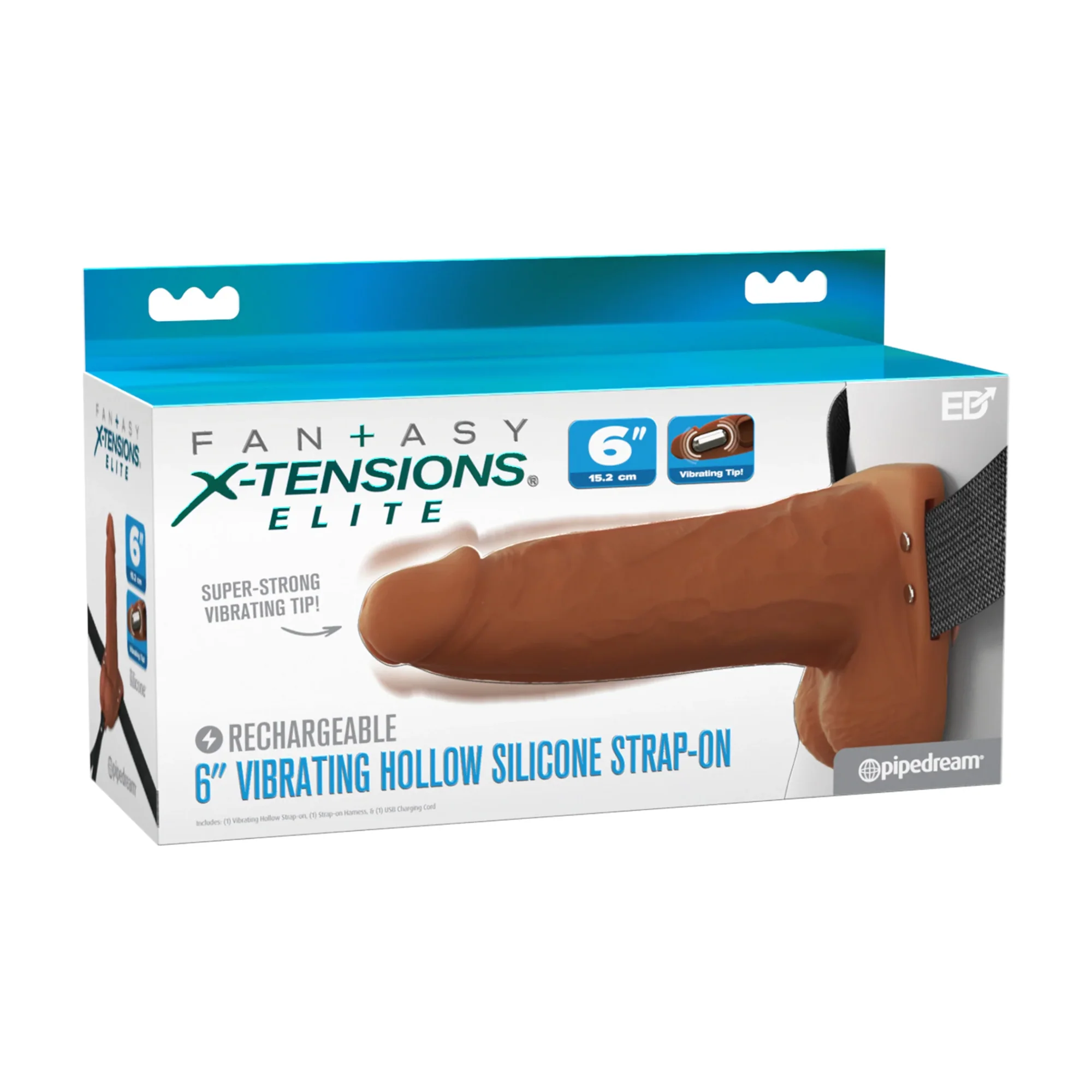 Fantasy X-Tensions Elite Vibrating Rechargeable Silicone Dual Density Hollow Strap-On - Image 10