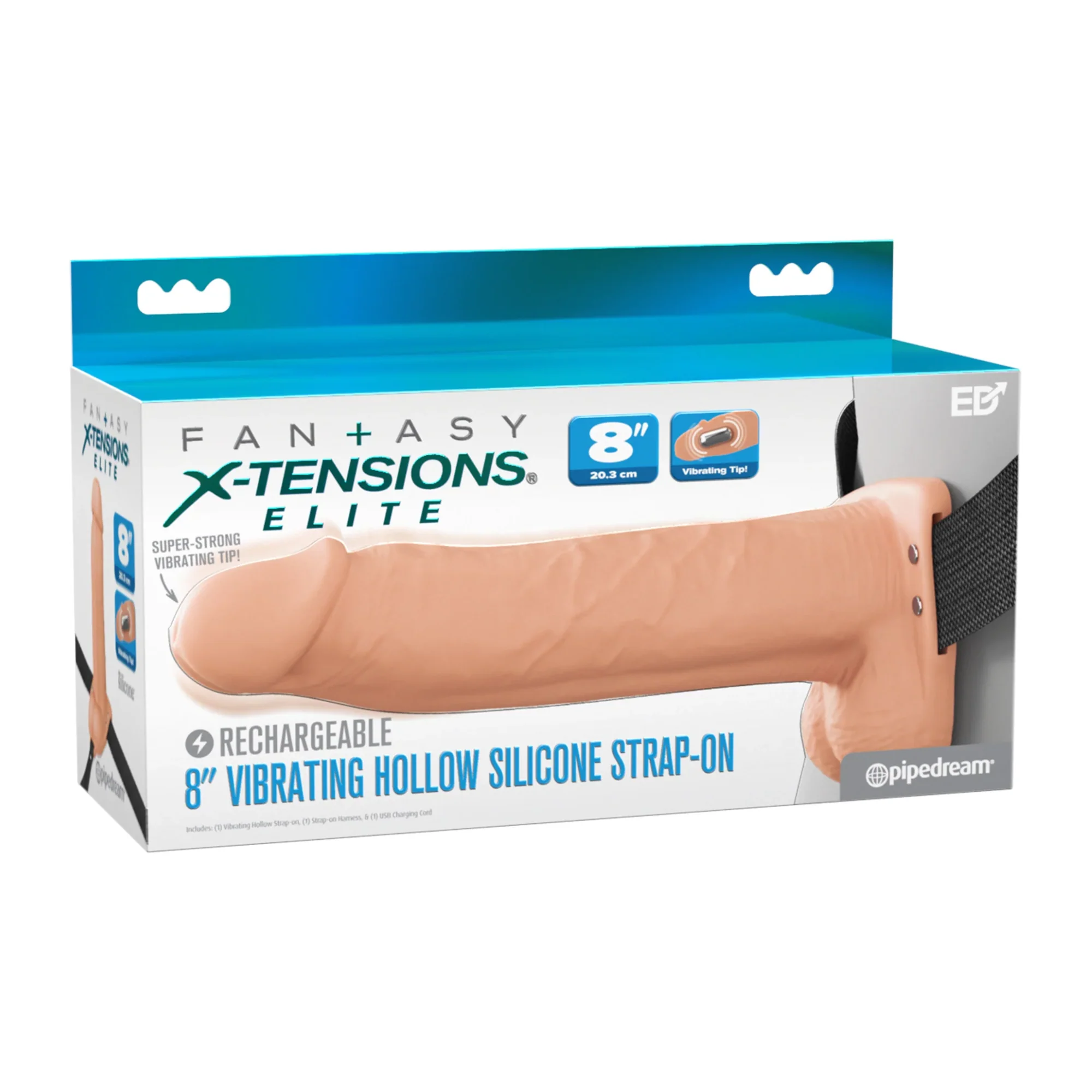 Fantasy X-Tensions Elite Vibrating Rechargeable Silicone Dual Density Hollow Strap-On - Image 8