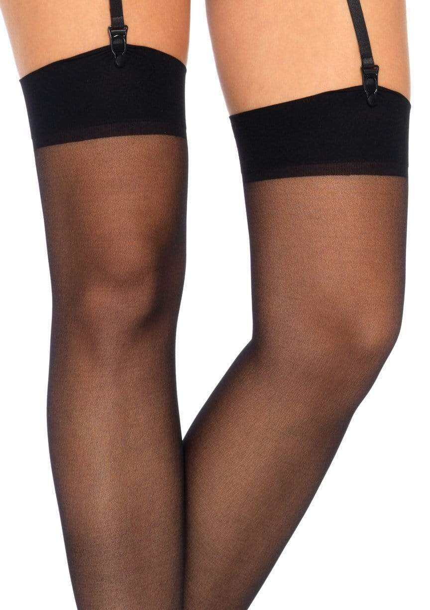 Black Sheer Thigh High Stockings - One Size and Queen Available - Image 2