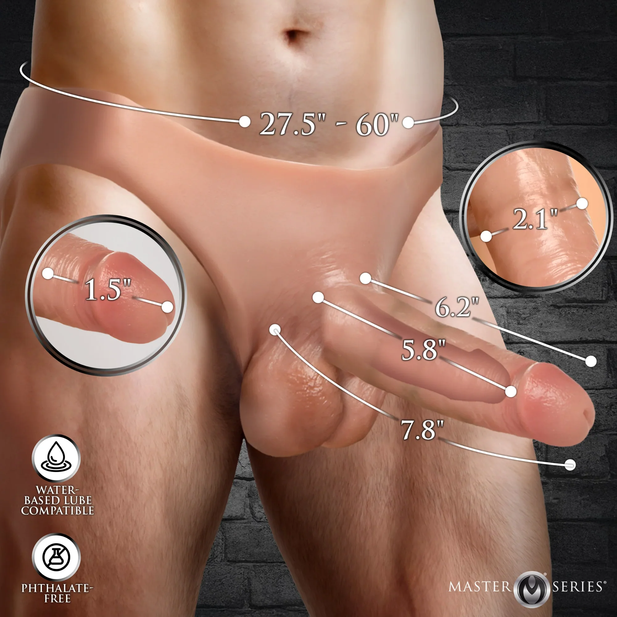 Master Series 8" Thick Hollow Silicone Strap-On - The Most Realistic Strap-on In The Market! - Image 4