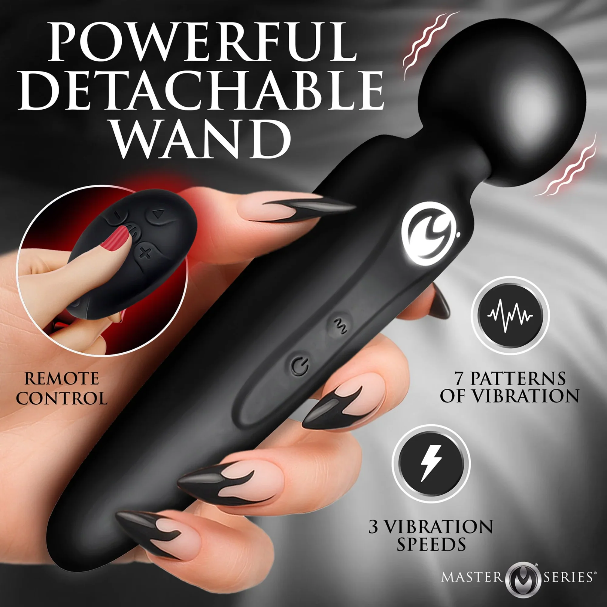 Master Series Thunderstick Thigh Strap Rechargeable Vibrating Wand with Harness - Image 7