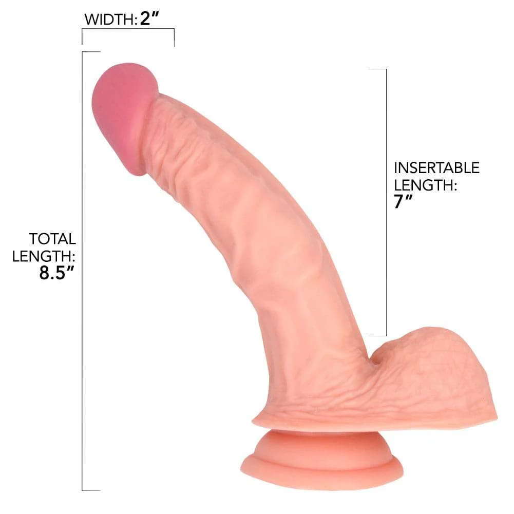 Pink B.O.B. 8 Inch Curved Vibrating Dildo - Image 5