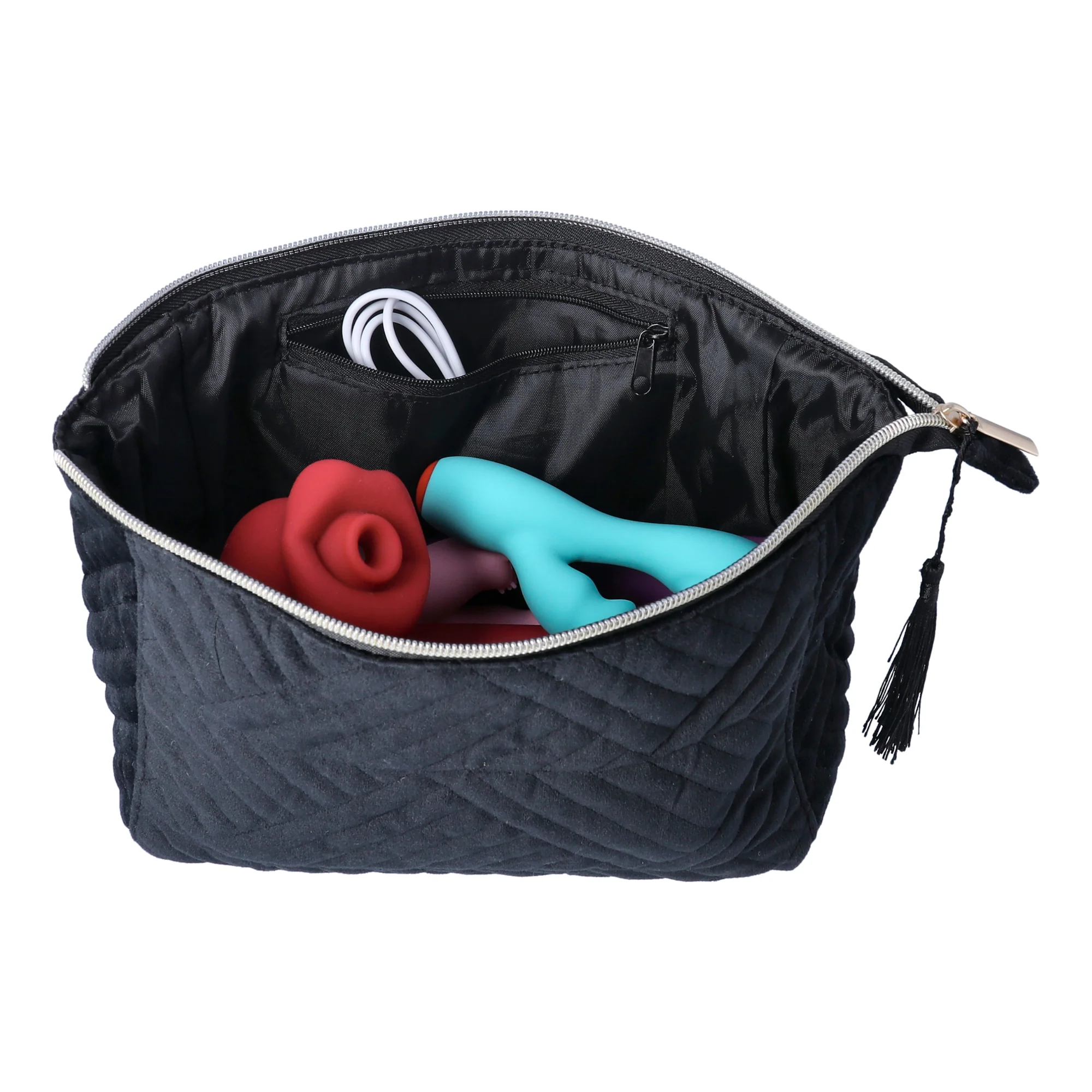 Classy Quilted Fabric Storage Bag for Your Sex Toys and Lubes - Image 3