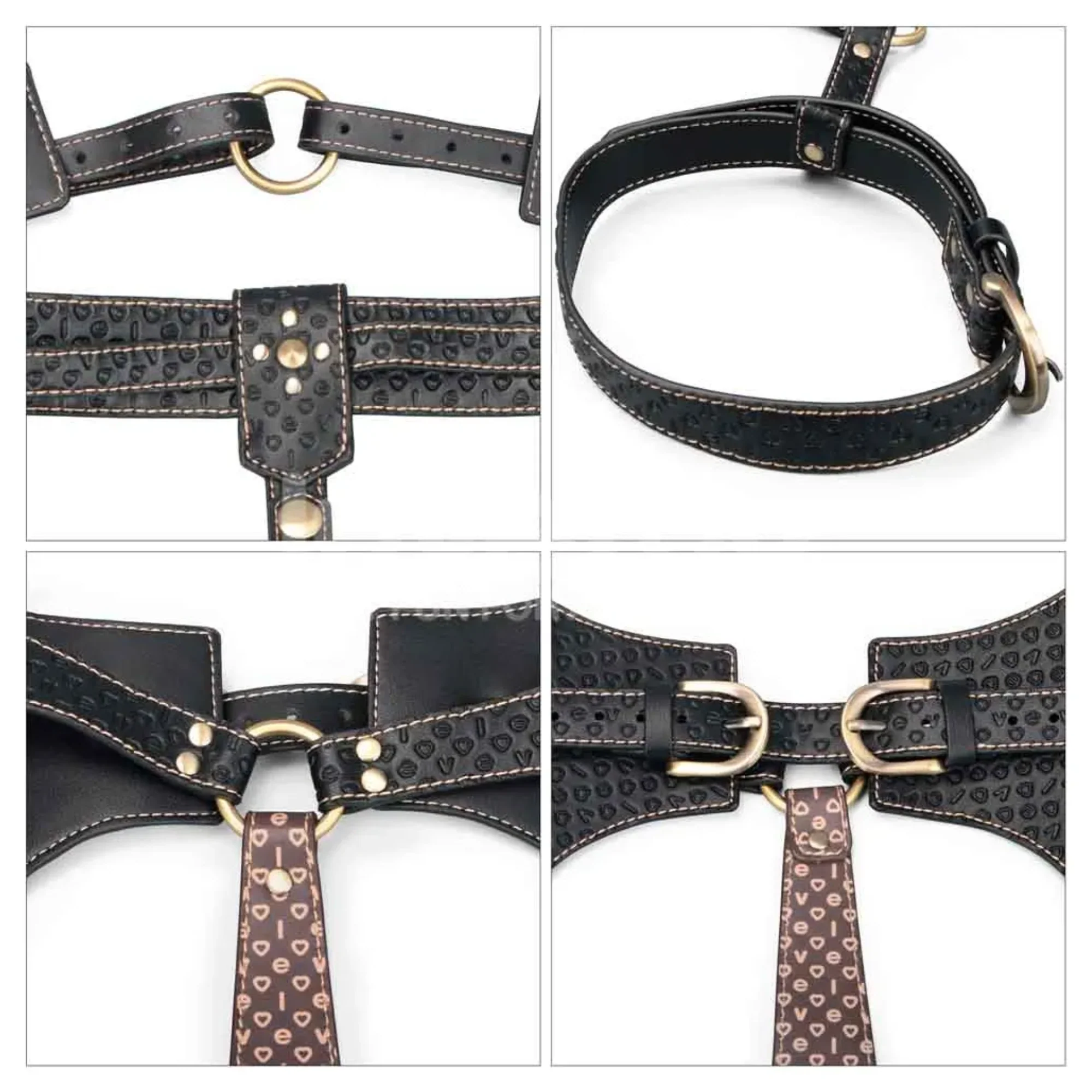 Rebellion Reign Faux Leather Full Body Harness - Use The Necktie As A Leash! - Image 3