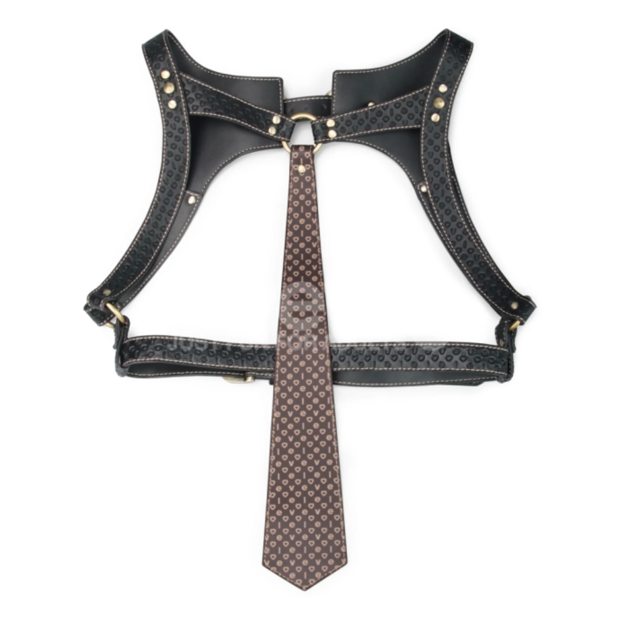 Rebellion Reign Faux Leather Full Body Harness - Use The Necktie As A Leash! - Image 7
