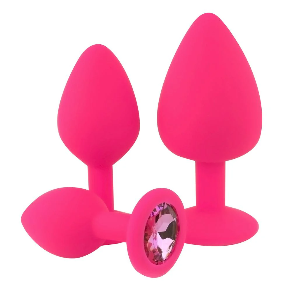 Red Silicone Jeweled Anal Plug - Available In 3 Sizes! - Image 3