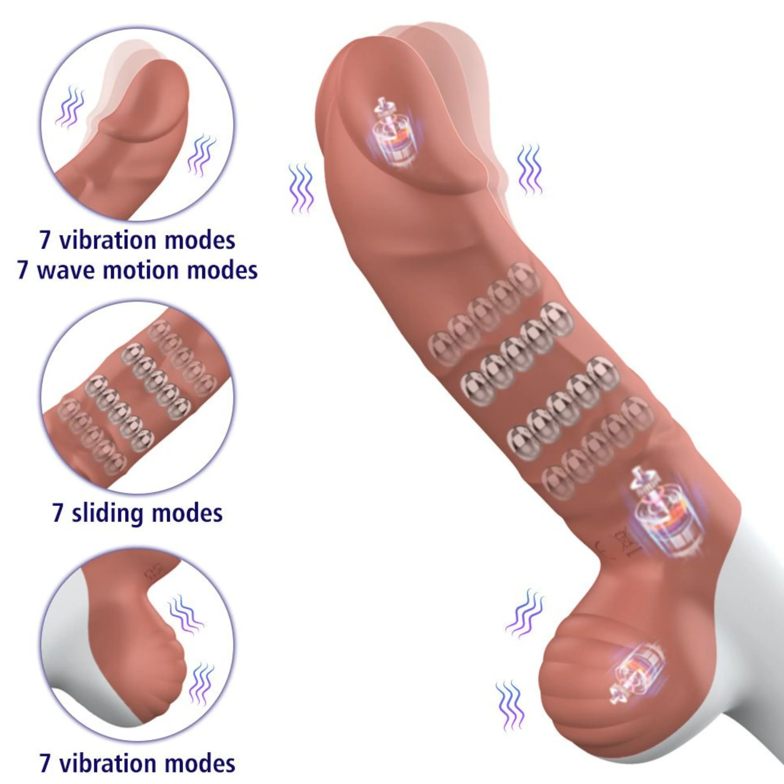 The Wave Rider Triple Action Silicone Dildo - Rolling Beads, Fingering, & Vibrating! - Image 7
