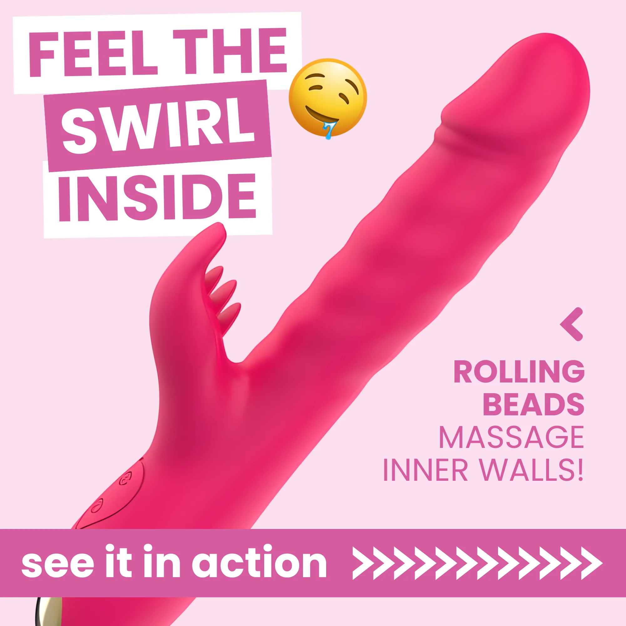 Thrusting Spinning Licking Dual Action Vibrator - Rolling Beads Massage Inner Walls with Every Thrust!